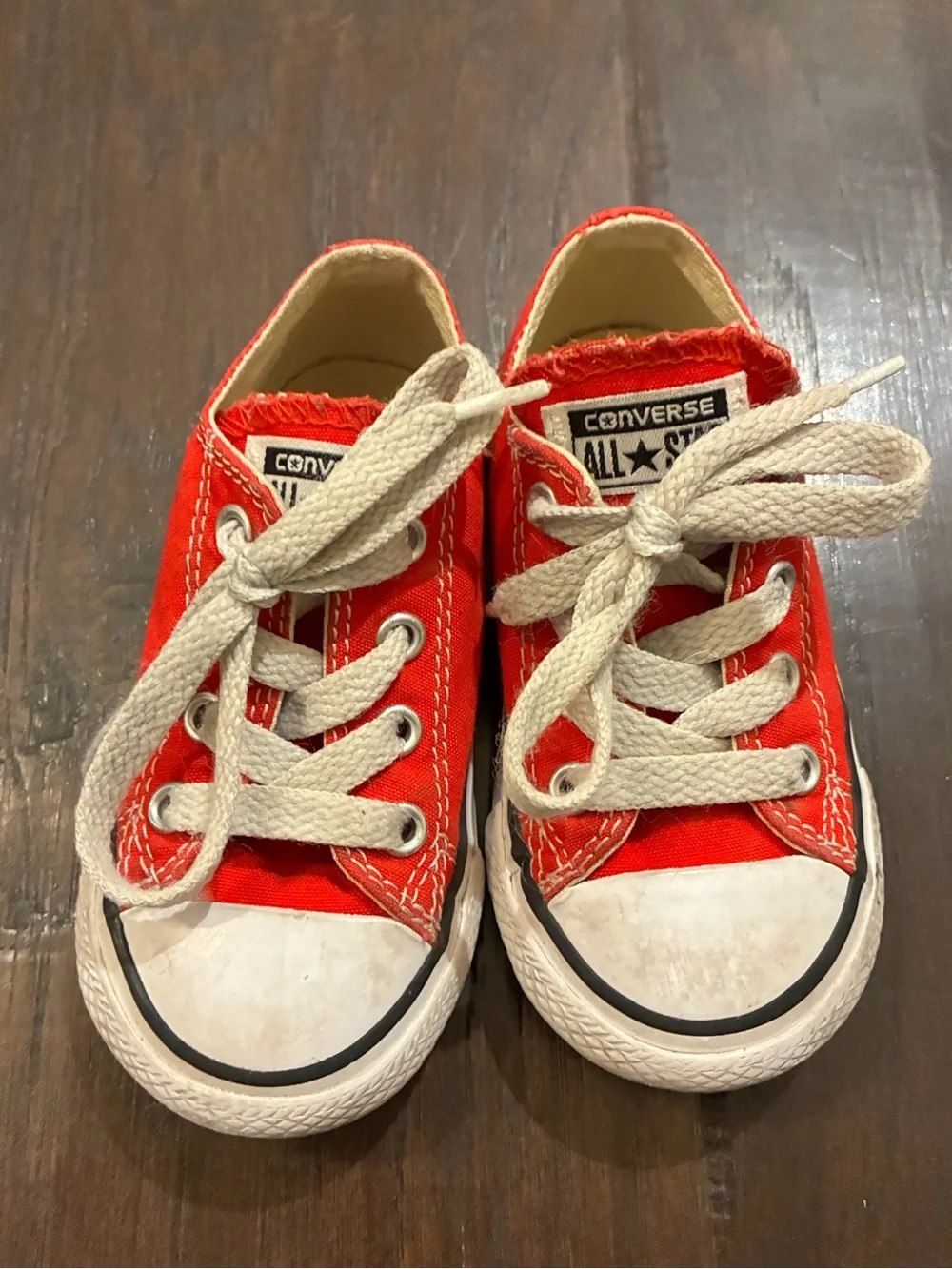 Converse Kids Red Canvas Low-Top Sneakers with White Laces